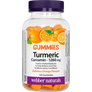 Webber Naturals Turmeric Curcumin Gummy, 1,260 mg of Raw Herb, 120 Gummies