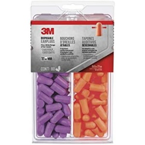3M Non-corded Disposable Earplugs, Purple and Orange, Lightweight Hearing Protection