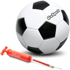 GoSports Classic Black and White Soccer Ball with Premium Pump