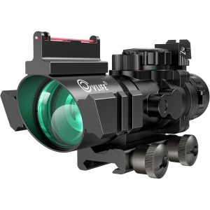 CVLIFE 4x32 Prism Tactical Rifle Scope Red & Green & Blue Illuminated Reticle Scope with Fiber Optic Sight