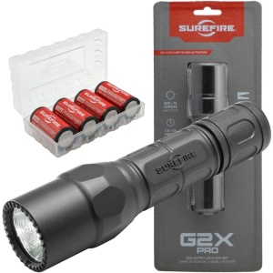 SureFire G2X Pro 600 Lumen Tactical EDC Flashlight Bundle with 4 Extra CR123A