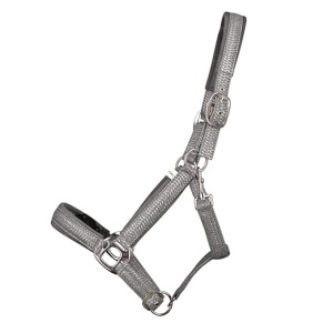 Hy Equestrian Mermaid Shimmer Head Collar and Lead Rope Set - Steel Grey - Cob